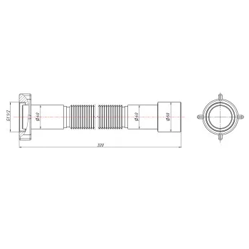 Гнучка труба Lidz (WHI) 60 01 G002 00 з накидною гайкою 1 1/2
