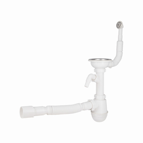 Сифон для кухонної мийки Lidz (WHI) 60 08 E001 01 ECO з круглим переливом (вихід 50 мм)