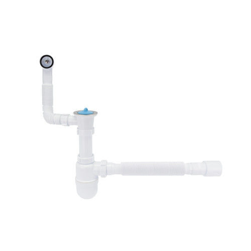 Сифон для кухонной мойки Lidz (WHI) 60 08 E004 00 с круглым переливом (выход 50 мм)