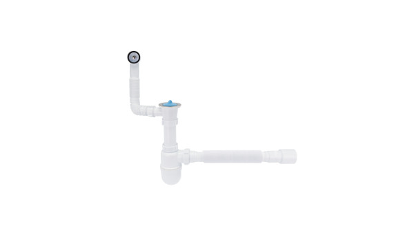 Сифон для кухонної мийки Lidz (WHI) 60 08 E004 00 з круглим переливом (вихід 50 мм)