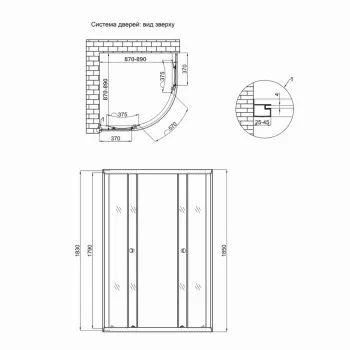 Душова кабіна Lidz Latwa SC90x90.SAT.LOW.GR, скло тоноване 4 мм без піддона