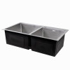 Мийка для кухні з двома чашами інтегрована Lidz Handmade H7843 (LDH7843BRU35387) Brushed Steel 3,0/1,0 мм