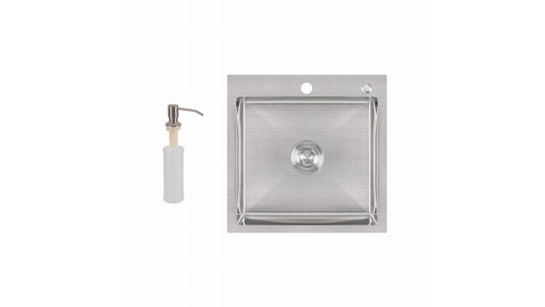 Мийка для кухні інтегрована Lidz Handmade H5050 (LDH5050BRU35375) Brushed Steel 3,0/1,0 мм