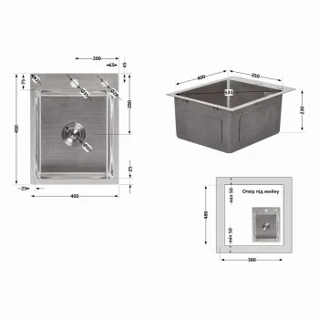 Мийка для кухні інтегрована Lidz Handmade H4050 (LDH4050BRU39258) Brushed Steel 3,0/1,0 мм