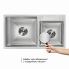 Мийка для кухні з двома чашами інтегрована Lidz Handmade H7843 (LDH7843BRU35387) Brushed Steel 3,0/1,0 мм