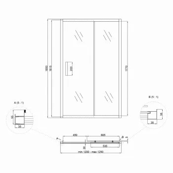 Душові двері в нішу Lidz Aria SD120x185.CRM.FR, скло Frost 5 мм