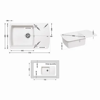 Кухонна мийка Lidz 770x490/200 WHI-01 (LIDZWHI01770490200)