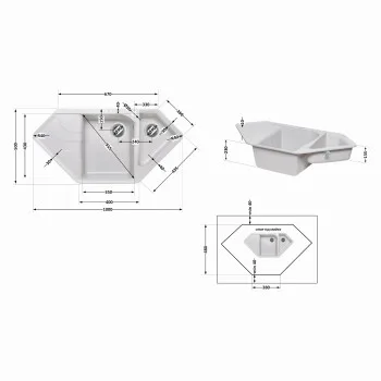 Кухонна мийка з додатковою чашею Lidz 1000x500/225 GRA-09 (LIDZGRA091000500225)