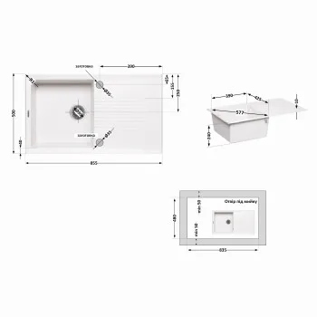 Кухонна мийка Lidz 860х500/240 WHI-01 (LIDZWHI01860500240)