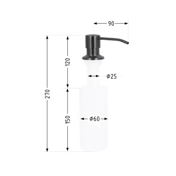 Дозатор для миючого засобу Lidz Acsis LA30 Brushed Black PVD, круглий LDACSLA30BLM49827