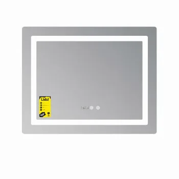 Дзеркало Lidz Kubis (KU2) 1000х800 з годинником, з LED-підсвічуванням Touch, з антизапотіванням, з димером, рег. яскравості LDKU1000800CL49282