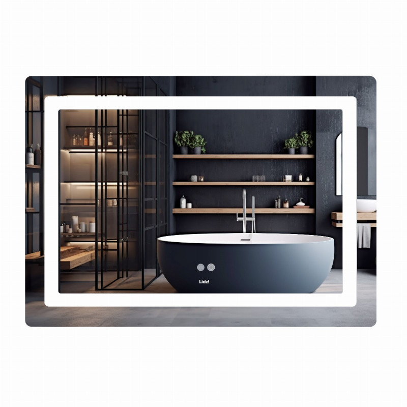 Дзеркало Lidz Kubis (KU2) 1200х800 з LED-підсвічуванням Touch, з антизапотіванням, з димером, рег. яскравості LDKUB120080049007