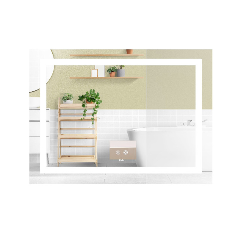 Дзеркало Lidz Kubis (KU1) 900х700 з LED-підсвічуванням Touch, з антизапотіванням, з димером, рег. яскравості LD78LF904907048451