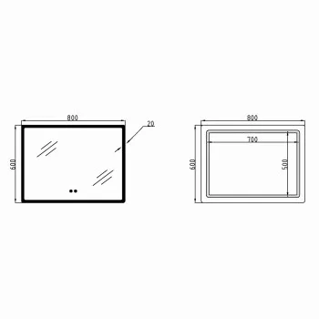 Дзеркало Lidz Orion (OR2) 800х600 з LED-підсвічуванням Touch, з антизапотіванням, з димером, рег. яскравості LDOR80060049294