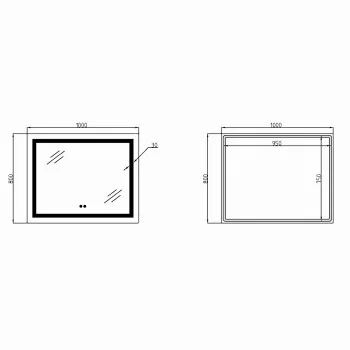Дзеркало Lidz Kubis 1000х800 з LED-підсвічуванням Touch, з антизапотіванням, з димером, рег. яскравості LD78LF61410080