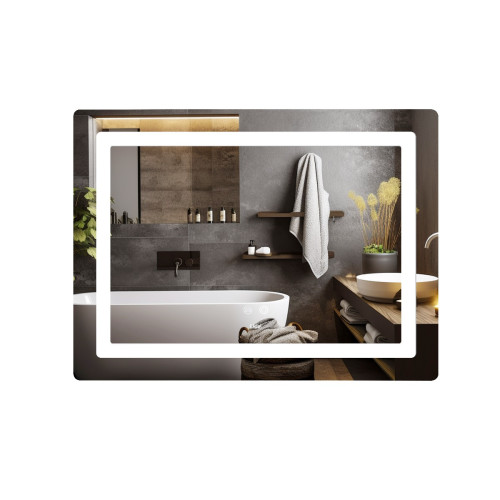Дзеркало Lidz Kubis (KU2) 800х600 з LED-підсвічуванням Touch, з антизапотіванням, з димером, рег. яскравості LD78LF904806048446