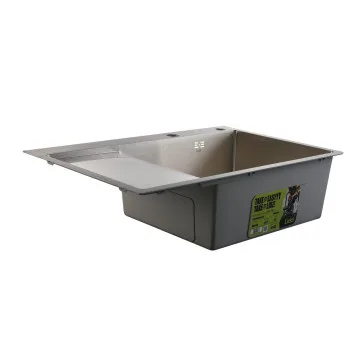Мойка для кухни интегрированная Lidz Handmade Max 500 H7849L Brushed Steel, 3,0/1,0 мм, крыло слева, увеличенная чаша LDH7849LBRU49463