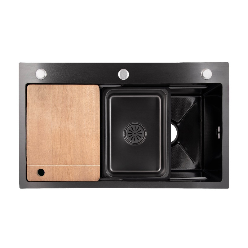 Lidz Handmade H7545B Мийка для кухні інтегрована Decor Black PVD Honeycomb 3,0/1,0 мм LDH7545BDECPVD48373