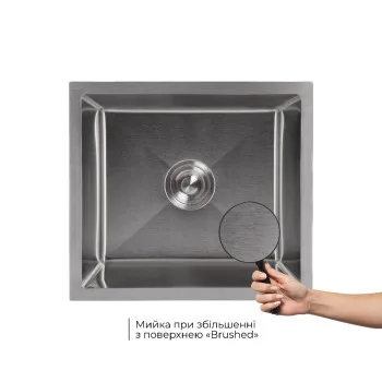 Мийка для кухні інтегрована під стільницю Lidz Handmade H4843 Brushed Steel 3,0/1,0 мм LDH4843BRU49441