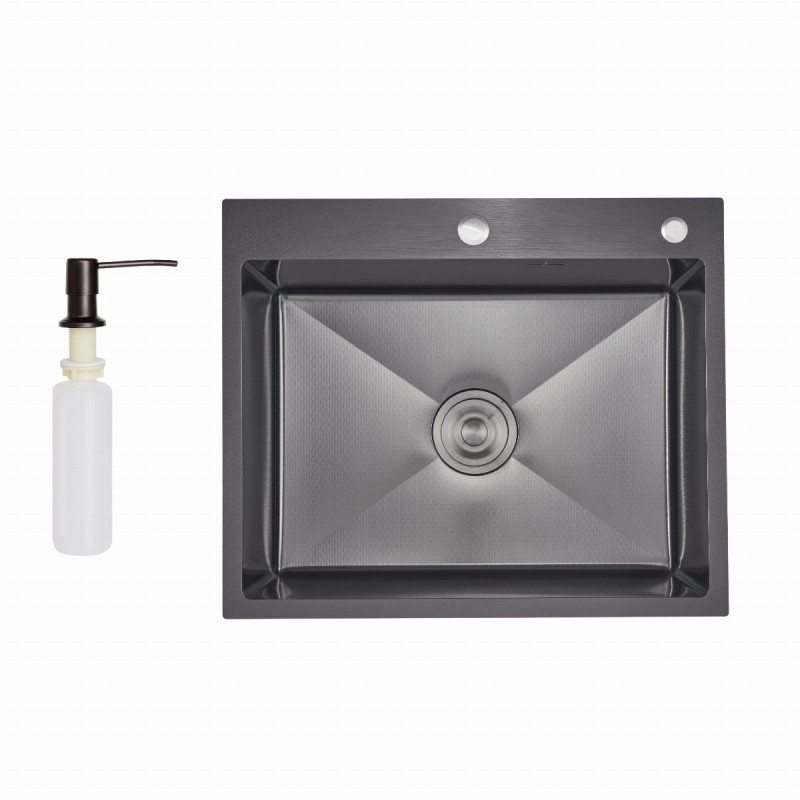 Lidz Handmade H6050HB Мийка для кухні інтегрована Decor Black PVD Honeycomb 2,5/0,5 мм LDH6050BDECPVD48371
