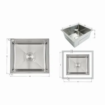 Мийка для кухні інтегрована під стільницю Lidz Handmade H4843 Brushed Steel 3,0/1,0 мм LDH4843BRU49441