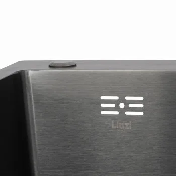 Мийка для кухні інтегрована Lidz Handmade H6350BR крило праворуч (LDH6350BRPVD45590) Brushed Black PVD 3,0/1,0 мм