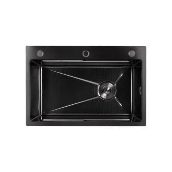 Мийка для кухні інтегрована Lidz Handmade H6845HB Decor Black PVD Honeycomb 3,0/1,0 мм LDH6845HDECBLM49445