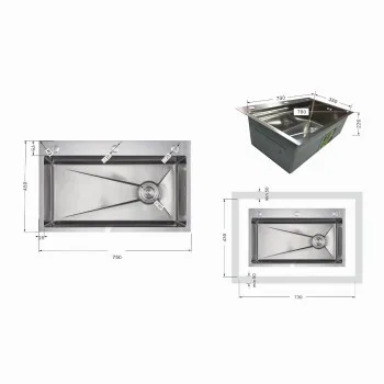 Lidz Handmade H7545 Мийка для кухні інтегрована Decor Honeycomb 3,0/1,0 мм LDH7545DEC48372
