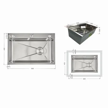 Мийка для кухні інтегрована Lidz Handmade H6845 Brushed Steel 3,0/1,0 мм LDH6845BRU49455