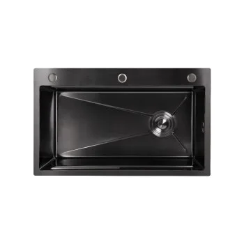 Мийка для кухні інтегрована Lidz Handmade H7545B Brushed Black PVD 3,0/1,0 мм LDH7545BRUBLM49458