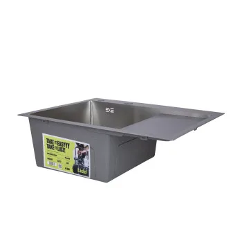 Мийка для кухні інтегрована Lidz Handmade H6350R крило праворуч (LDH6350BRUR45587) Brushed Steel 3,0/1,0 мм