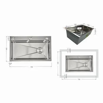 Мийка для кухні інтегрована Lidz Handmade H7545 Brushed Steel 3,0/1,0 мм LDH7545BRU49457