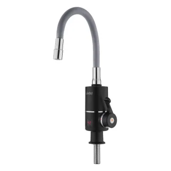 Проточный кран-водонагреватель с гибким изливом для кухни Lidz Warm 064 LDWAR064GRE49094 Black/Grey