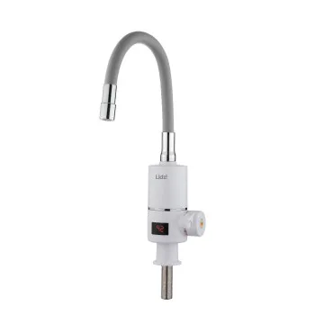 Проточний кран-водонагрівач з гнучким виливом для кухні  Lidz Warm 065  LDWAR065GRE49096 White/Grey