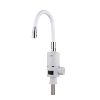 Проточний кран-водонагрівач з гнучким виливом для кухні  Lidz Warm 065  LDWAR065WHI49097 White/White
