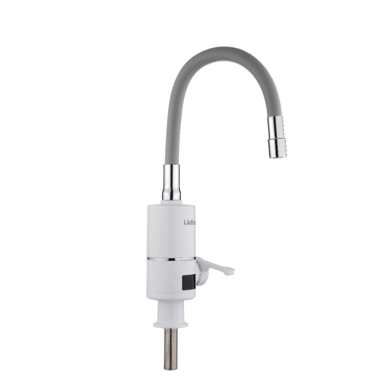 Проточный кран-водонагреватель с гибким изливом для кухни Lidz Warm 065 LDWAR065GRE49096 White/Grey