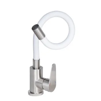 Змішувач для кухні Lidz Vida 015F3 з гнучким виливом (k35) LDVID015F3WHI43357 White / Nickel