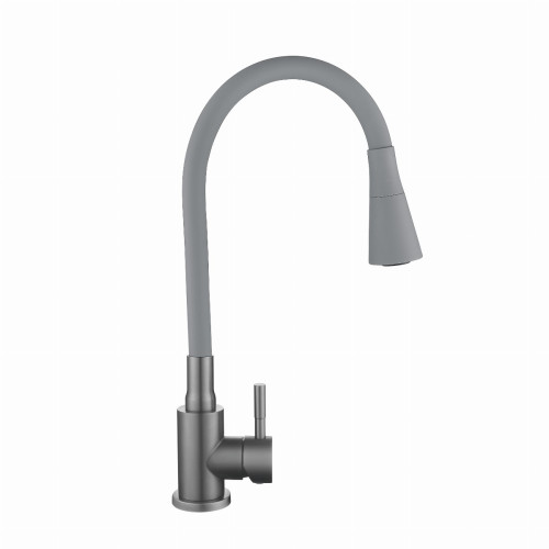 Змішувач для кухні Lidz Aria 015F31 (k35) з гнучким виливом LDARI015F31GGRP49567 Graphite/Grey