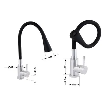 Змішувач для кухні Lidz Aria 015F31 з гнучким виливом (k35) LDARI015F31BNK31872 Black / Nickel
