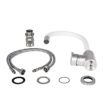 Змішувач для кухні Lidz Aria 015F3 з гнучким виливом (k35) LDARI015F3WHI43362 White / Nickel