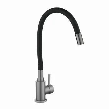 Змішувач для кухні Lidz Aria 015F3 (k35) з гнучким виливом LDARI015F3BGRP49564 Graphite/Black
