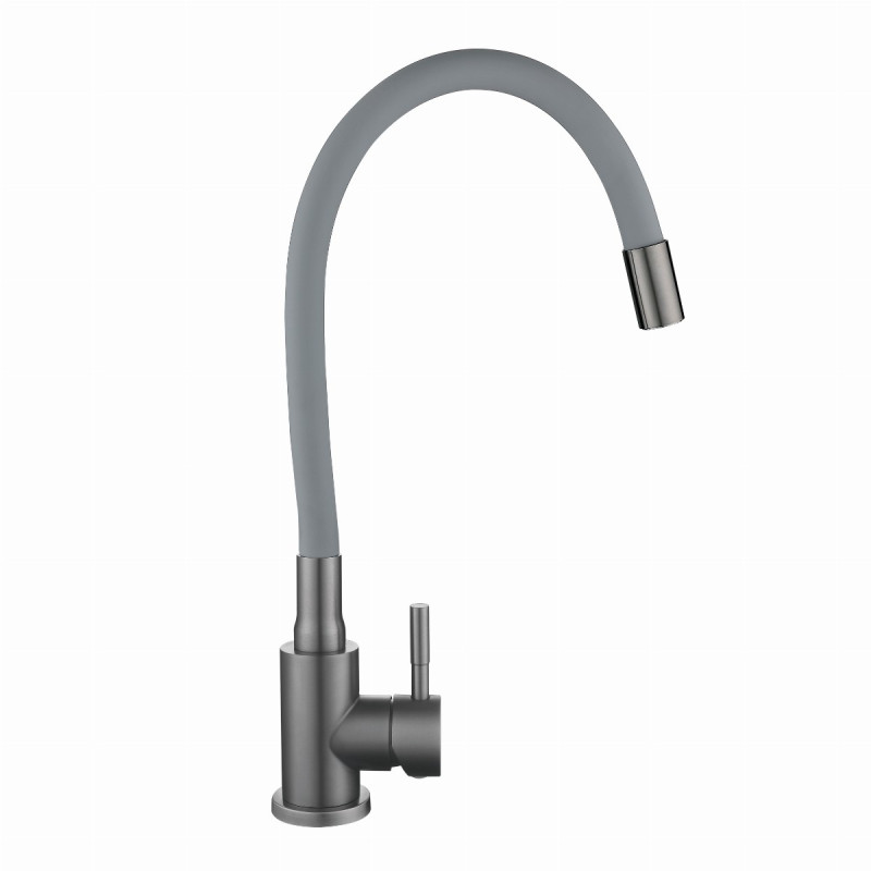 Змішувач для кухні Lidz Aria 015F3 (k35) з гнучким виливом LDARI015F3GGRP49565 Graphite/Grey