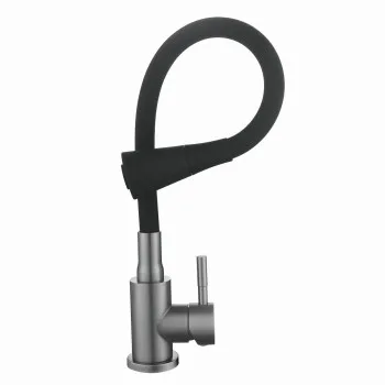 Змішувач для кухні Lidz Aria 015F31 (k35) з гнучким виливом LDARI015F31BGRP49566 Graphite/Black
