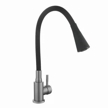 Змішувач для кухні Lidz Aria 015F31 (k35) з гнучким виливом LDARI015F31BGRP49566 Graphite/Black