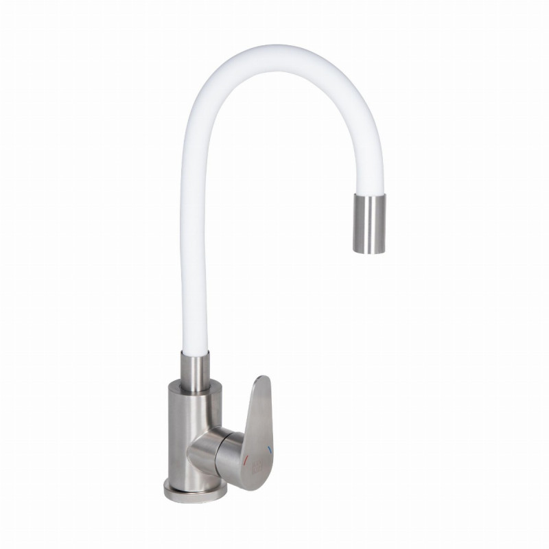 Смеситель для кухни Lidz Vida 015F3 с гибким изливом (k35) LDVID015F3WHI43357 White / Nickel