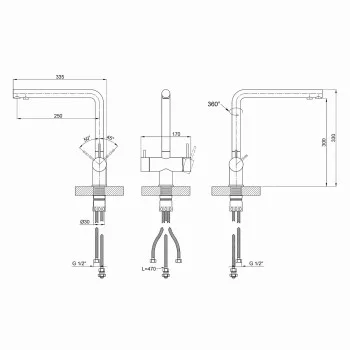 Змішувач для кухні Lidz Aria 020F1 (k35) LDARI020F1NKS43359 Nickel