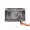 Комплект Lidz: Handmade H6845 Мойка для кухни интегрированная Brushed Steel в комплекте с дозатором + Измельчитель для мойки Black