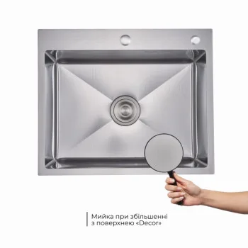 Комплект Lidz Handmade H6050H Мойка для кухни интегрированная Decor Honeycomb в комплекте с дозатором + Lidz K01G Корзина для кухонной мойки