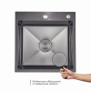 Комплект Lidz Handmade H5050HB Мийка для кухні інтегрована Decor Black PVD Honeycomb у комплекті з дозатором + Lidz LIDZK01B Корзина для кухонної мийки